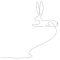 Rabbit line drawing on white background, vector