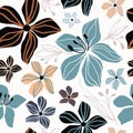 Floral seamless pattern, abstract design, cut out shapes, white background