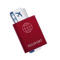 Vector passport with tickets Air travel concept. Flat Design citizenship ID for traveler isolated. Blue international document - p