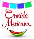Comida Mexicana, Mexican Food spanish text Vector design.