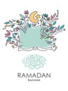 Colorful vector with text in Arabic Ramadan Kareem and Holy Muslim book Quran