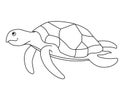 Turtle. Sea turtle is swimming - vector linear picture for coloring. Vector turtle for coloring book on the theme of the underwate