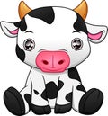 cute baby cow cartoon on white background Royalty Free Stock Photo