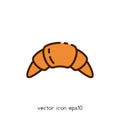 Croissant vector icon illustration. Multicolor. Ui/Ux. Premium quality.