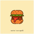 Hamburger vector icon illustration. Multicolor style icon. Ui/Ux. Premium quality.