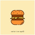 Cheeseburger vector icon illustration. Multicolor icon. Ui/Ux. Premium quality.