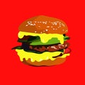 Tasty cheeseburger. Vector food illustration
