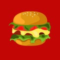 Hamburger with japonese style on the red background Royalty Free Stock Photo