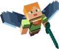 Minecraft character with wings and sword