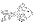 Small river or aquarium fish - vector linear picture for coloring. Cartoon fish with a big tail. Element for coloring book. Outlin Royalty Free Stock Photo