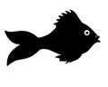 Silhouette of fish. Small river or aquarium fish - vector black silhouette for logo or icon.