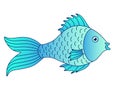 Light blue fish. Small river or aquarium fish - vector full color picture. Cartoon baby fish - illustration for the children`s pro