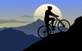 Mountain bike on sunset illustration Royalty Free Stock Photo