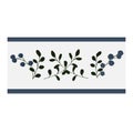 Seamless border, edging, ribbon with blue berries on the branches.