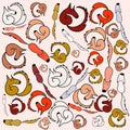 Pattern Multi-colored cartoon foxes