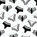 Set of lace panties and underwear. Seamless pattern of lace panties Royalty Free Stock Photo