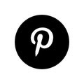Pinterest black social media vector circular icon for website