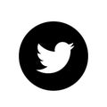 Twitter black vector circular social media icon for website