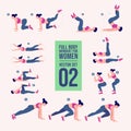 Woman full body workout fitness, aerobic and exercises set. Vector Illustration.