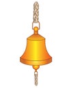 Bell. Golden metal ship bell - vector full color picture. Ship bell for signaling. Royalty Free Stock Photo