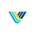 V stripes vector colorful logo mark.