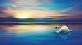 White Swan on lake colorful blue sky wallpaper Royalty Free Stock Photo