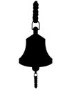 Ship bell silhouette - vector illustration for logo or sign. Ship bell for signaling with ropes - pictogram or icon. Navy.