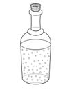 Bottle of carbonated drink or champagne cork closed - vector linear picture for coloring. Outline. Bottle - an element for colorin