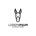 Donkey line art logo design illustration