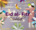 Vector illustration of greeting for Eid al-Fitr Mubara