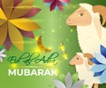 Vector illustration of greeting for Eid-Al-Adha text means `Blessings of EID-Al-Adha`