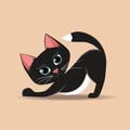 Black cat with big blue eyes isolated on beige background. Royalty Free Stock Photo