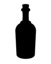 Bottle silhouette. Wine bottle closed by cork - vector black silhouette for logo or icon. The sign in the form of a bottle.