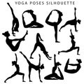 10 yoga poses collection of young slim girl. practicing yoga stretching exercises