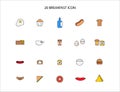 Set of breakfast  collection icons. Food and drinks in the morning Royalty Free Stock Photo