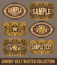 Western Style Cowboy Belt Buckle Label Master Collection Set.