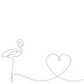 Valentine day background with flamingo heart love, vector Royalty Free Stock Photo