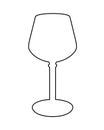 Wine glass - white linear vector illustration for coloring, white silhouette. Empty wine glass - logo or pictogram. Outline.