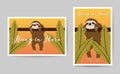 Hanging sloth with `Hang in there` text