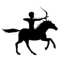 Archer on Horse Silhouette Vector Illustration for war scenes Royalty Free Stock Photo