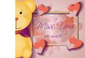 Vector illustration greeting card with message `I miss you so much`