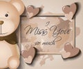 Vector illustration greeting  card with message `I miss you so much` Royalty Free Stock Photo