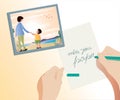 Vector illustration for father`s day with beautiful text `Miss you Daddy` Royalty Free Stock Photo