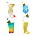 Set cocktails isolated on a white background. ÃÂ¡ollection macro drink icons. Beverages pina colada, blue lagoon realistic style. Royalty Free Stock Photo