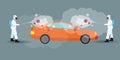 Vector illustration shows sanitizing of car