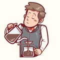 Barista brewing coffee