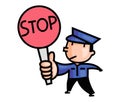 TRAFFIC POLICE SHOWING SIGN BOARD OF STOP Royalty Free Stock Photo