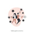 Fighting against coronavirus vector illustration. Ui/Ux. Premium quality. Royalty Free Stock Photo