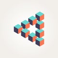 3D cubes in the Penrose triangle. Royalty Free Stock Photo