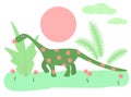 WFunny dinosaur in flat style. Vector illustration Royalty Free Stock Photo